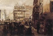 Adolph von Menzel A Paris Day oil painting on canvas